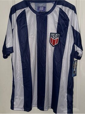 USA Striped Men's Soccer Jersey XL - Navy & White